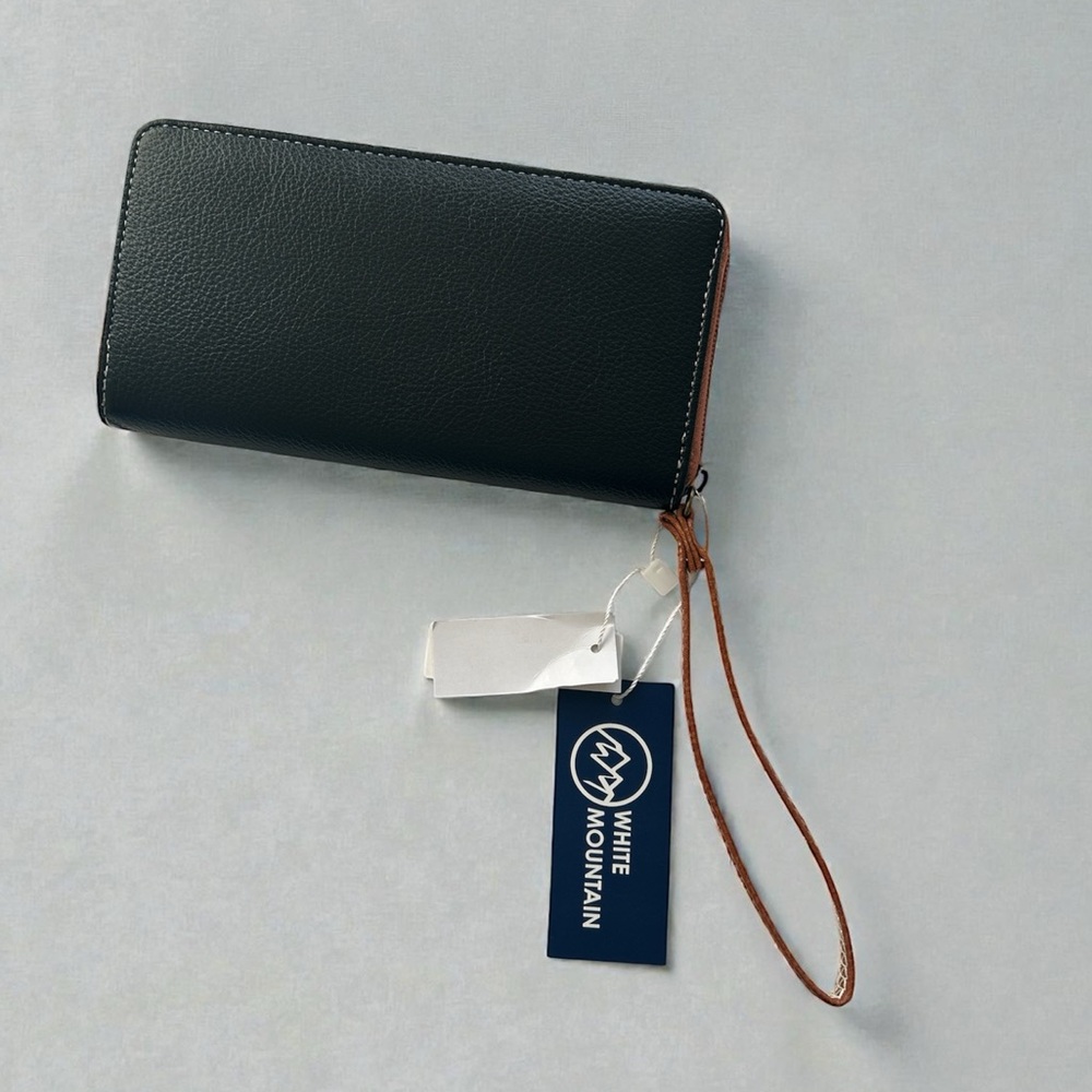 White Mountain Black Wristlet with Brown Strap - Picture 2 of 6